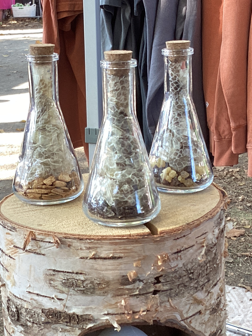 Snake Shed Bottles w/Frankincense, Myrrh & Smoky Quartz