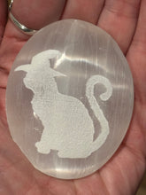 Load image into Gallery viewer, Selenite Palm Stones with Halloween Etchings
