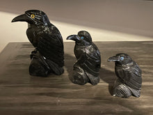 Load image into Gallery viewer, Hand Carved Black Onyx Ravens (Peru)
