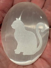 Load image into Gallery viewer, Selenite Palm Stones with Halloween Etchings
