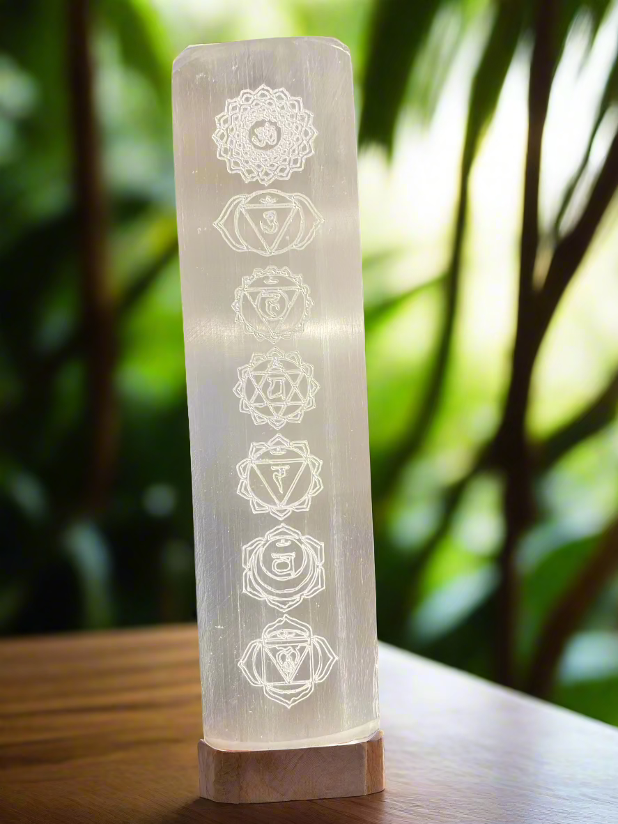 Selenite Bar w/Etched Chakra Symbols (6