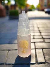 Load image into Gallery viewer, Selenite Tower w/Etched Tree of Life
