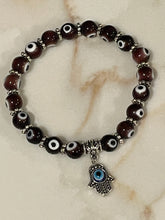 Load image into Gallery viewer, Colorful Evil Eye Glass Bead Bracelets w/Hamsa Charm
