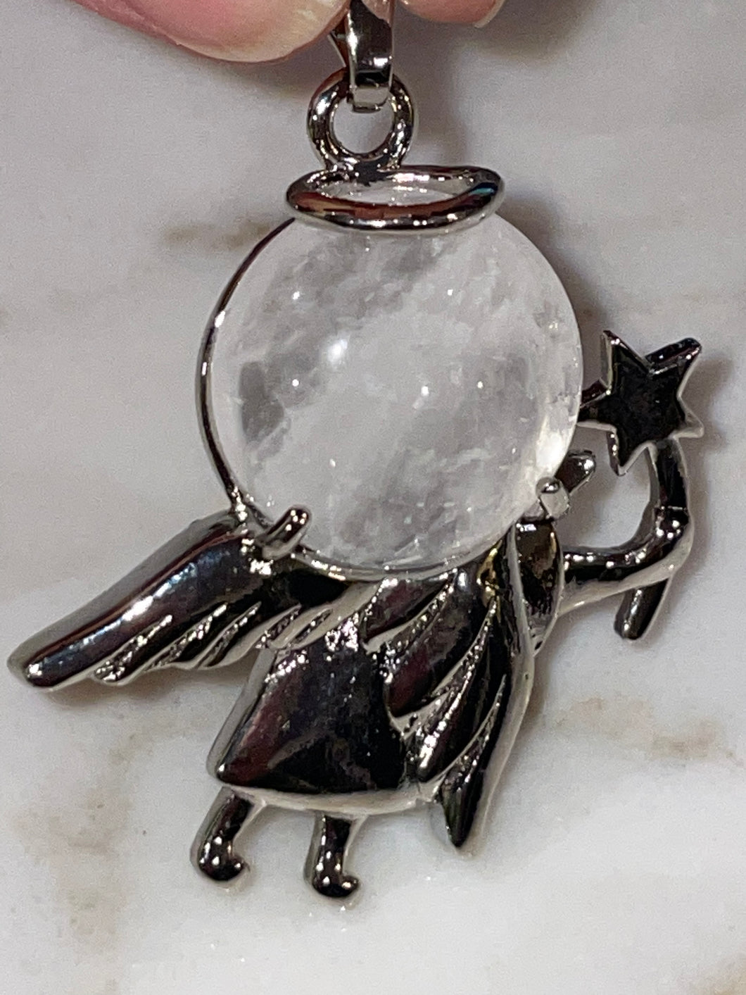 Clear Quartz Angel Pendants