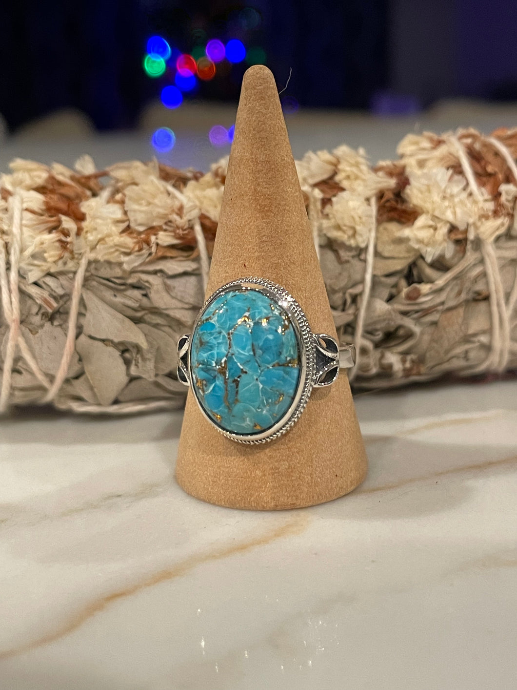 Blue Copper Turquoise, 925 Sterling Silver Ring