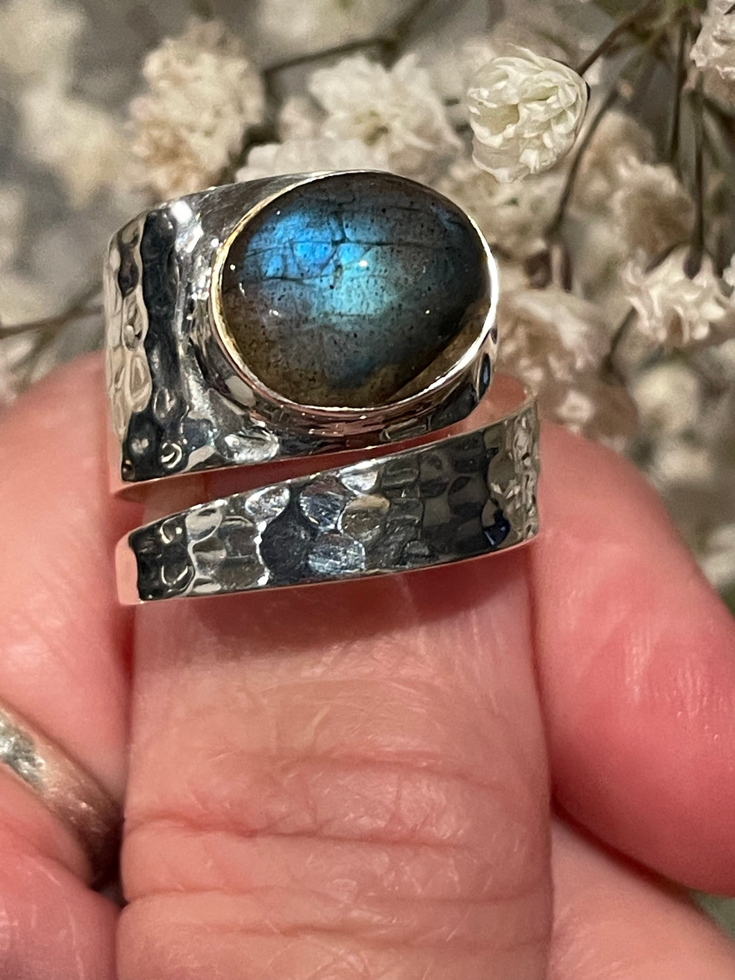 Labradorite, 925 Sterling Silver Adjustable Ring